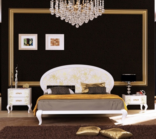 Кровать Пиония (белый-золото)
